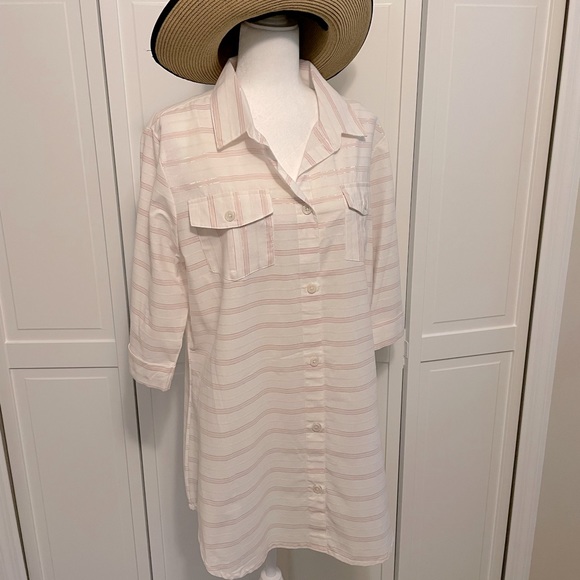 NWOT Dotti Swimsuit Coverup Button Front  Pink Metallic Thread - Picture 1 of 9